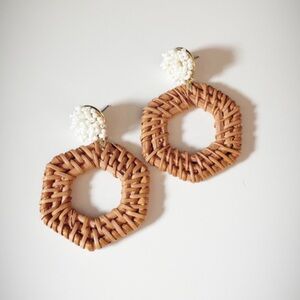Elegant Tan Woven Earrings